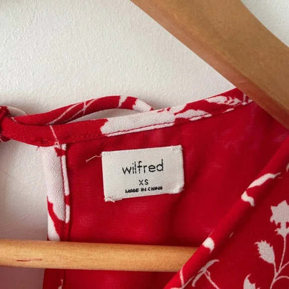 Aritzia Wilfred Fleurette  Ruffle Romper Goji Berry White Red Size XS - Picture 7 of 8